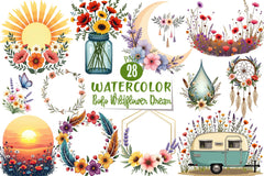 Boho Wildflower Dream Clipart Bundle - CraftNest - Digital Crafting and Art