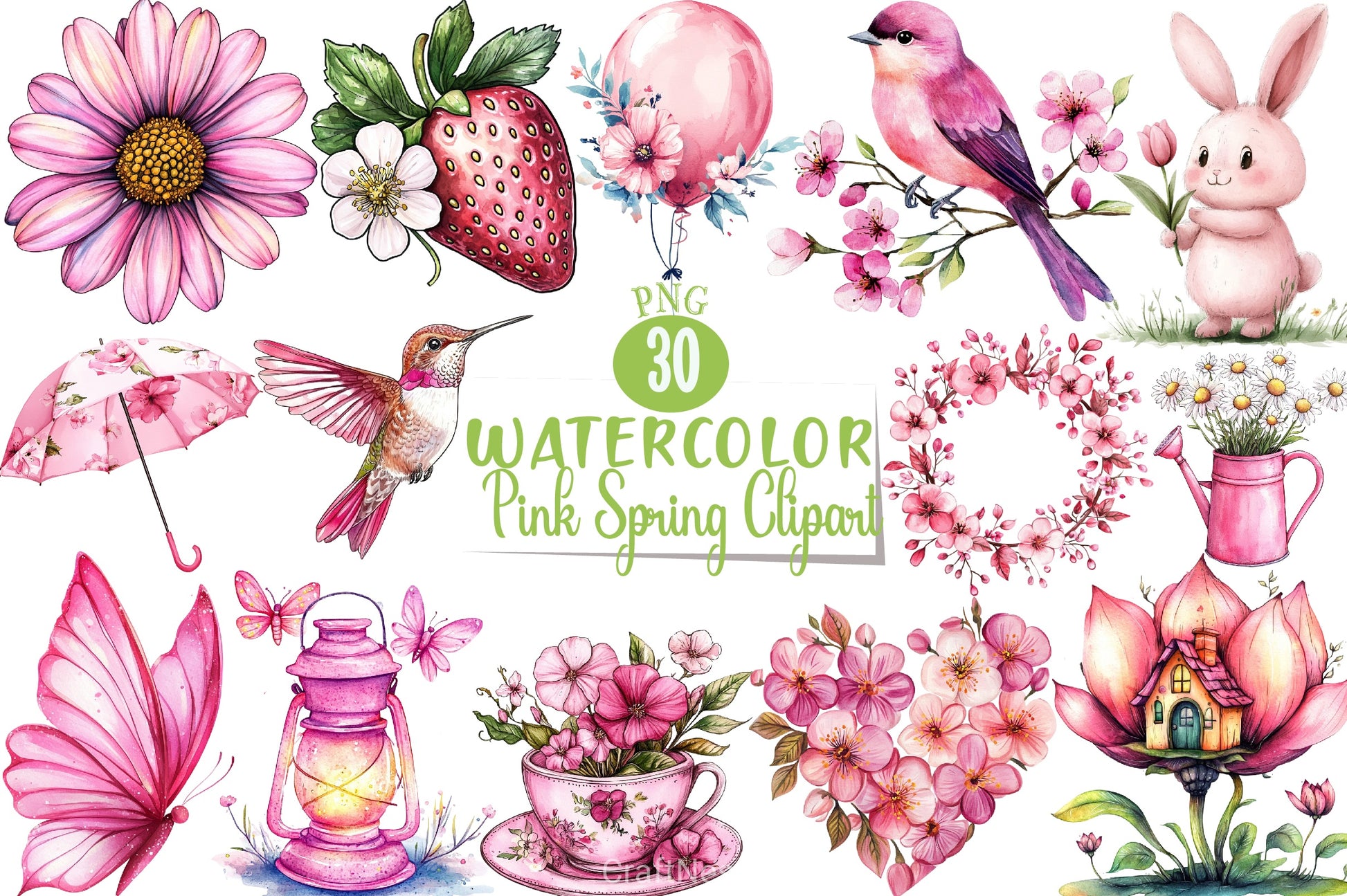 Pink Spring Clipart Bundle 6 - CraftNest - Digital Crafting and Art