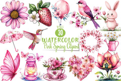 Pink Spring Clipart Bundle 6 - CraftNest - Digital Crafting and Art