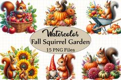 Fall Squirrel Garden Clipart Bundle 8 - CraftNest - Digital Crafting and Art