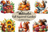 Fall Squirrel Garden Clipart Bundle 8