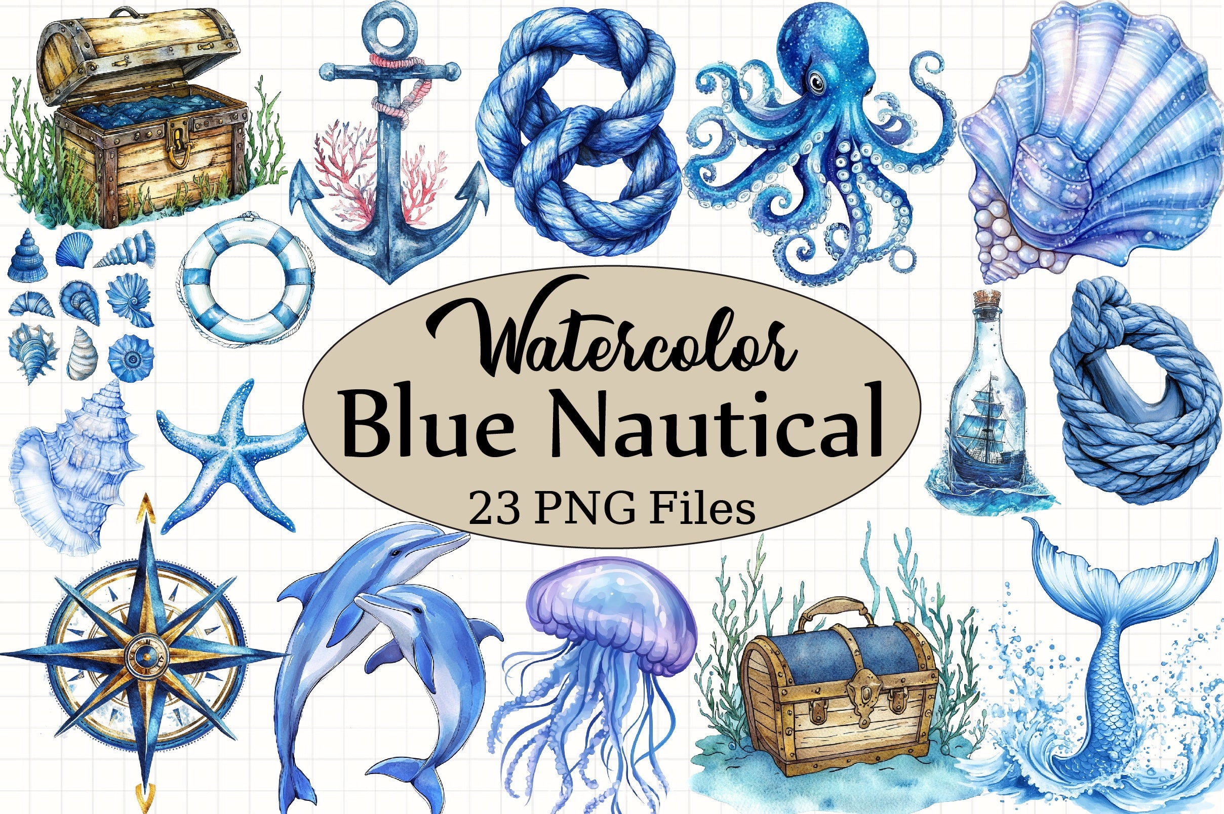 Blue Nautical Clipart Bundle 5 - CraftNest - Digital Crafting and Art