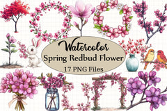 Spring Redbud Flower Clipart Bundle 4 - CraftNest - Digital Crafting and Art