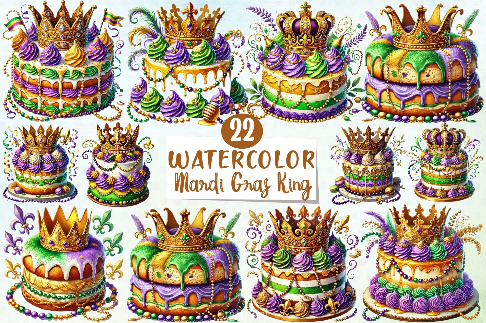 Mardi Gras King Cake Clipart Bundle - CraftNest - Digital Crafting and Art