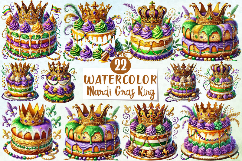 Mardi Gras King Cake Clipart Bundle - CraftNest - Digital Crafting and Art