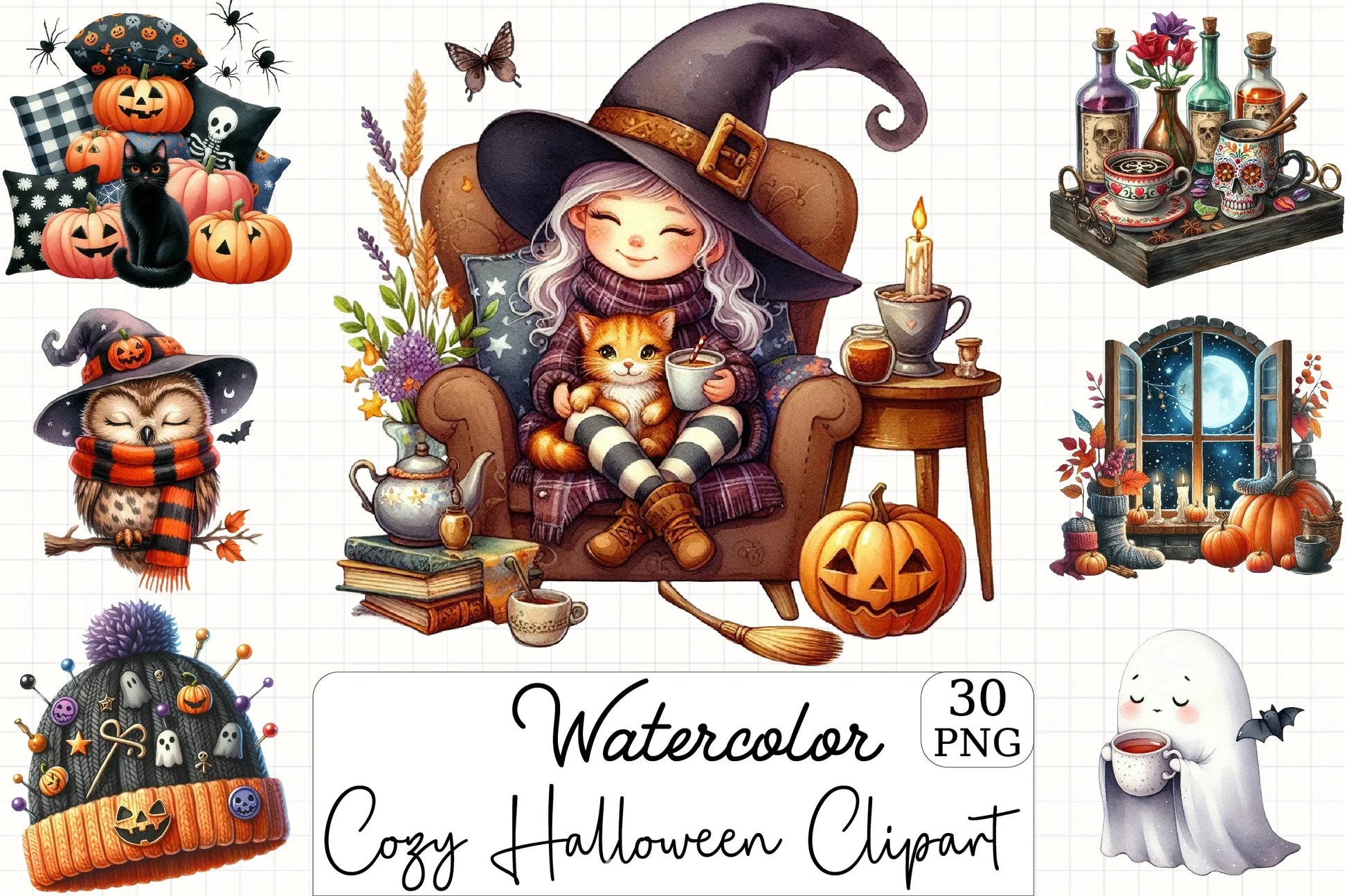Cozy Halloween Clipart Bundle 2 - CraftNest - Digital Crafting and Art
