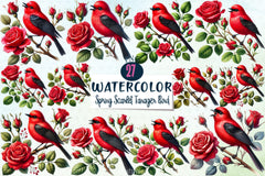 Spring Scarlet Tanager Clipart Bundle - CraftNest - Digital Crafting and Art