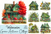 Green Autumn Cottage Clipart Bundle