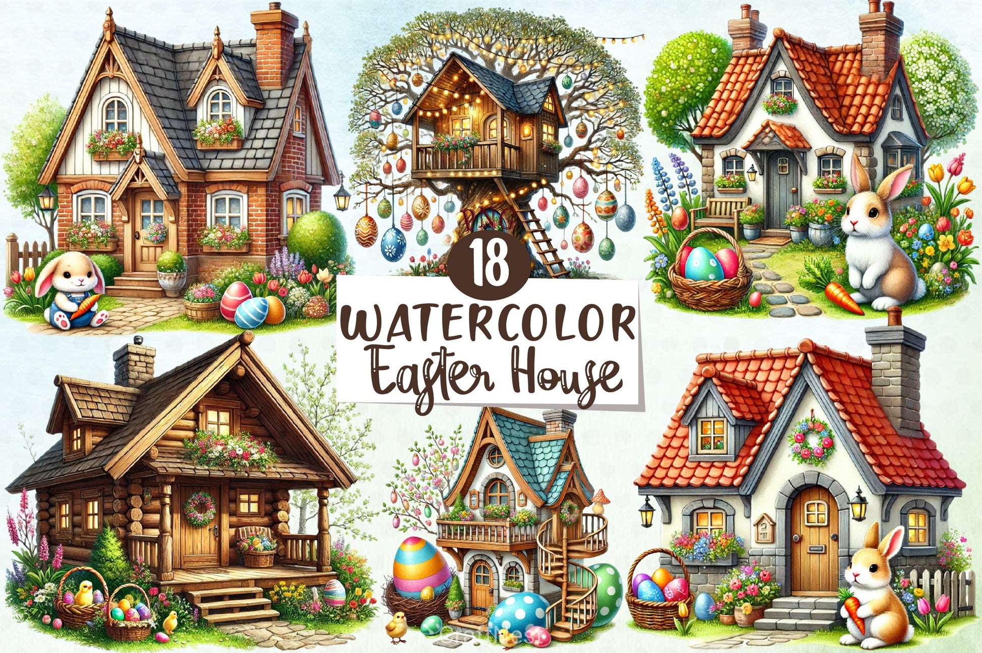 Easter House Clipart Bundle 5 - CraftNest - Digital Crafting and Art
