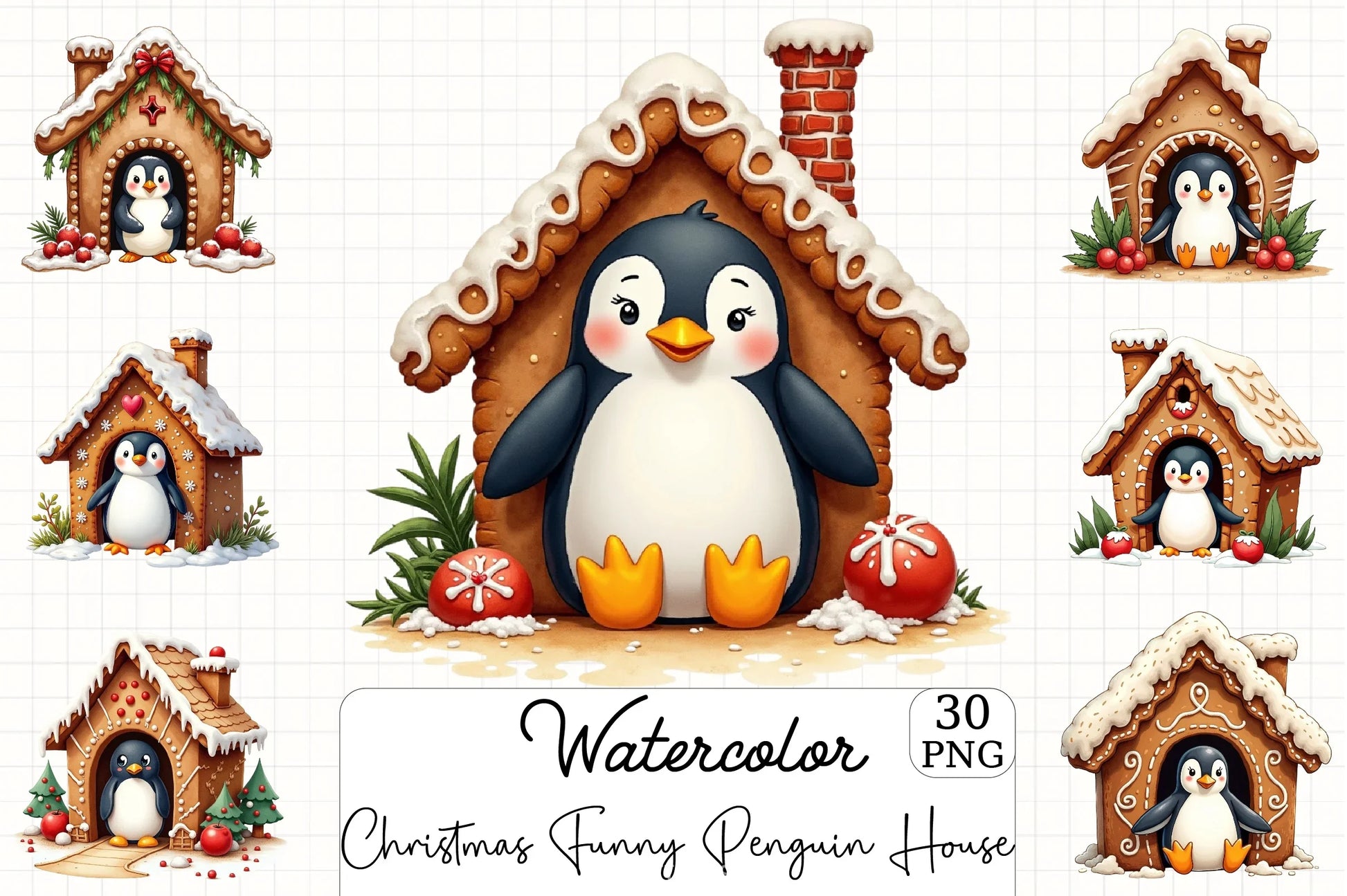 Christmas Penguin Clipart Bundle 1 - CraftNest - Digital Crafting and Art