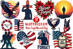 Never Forget Memorial Day Clipart Bundle - CraftNest - Digital Crafting and Art
