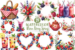Warm Berry Spring Clipart Bundle 1 - CraftNest - Digital Crafting and Art