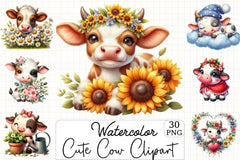 Cute Cow Clipart Bundle - CraftNest - Digital Crafting and Art