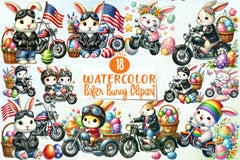 Easter Biker Bunny Clipart Bundle - CraftNest - Digital Crafting and Art