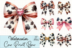 Cow Print Bow Clipart Bundle - CraftNest - Digital Crafting and Art
