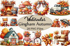 Gingham Autumn Clipart Bundle 3 - CraftNest - Digital Crafting and Art