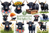 Black Highland Cow Clipart Bundle