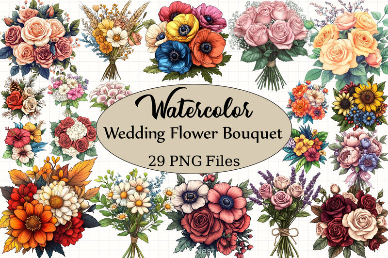 Wedding Flower Bouquet Clipart Bundle - CraftNest - Digital Crafting and Art