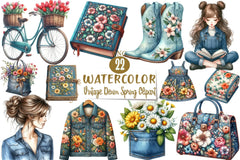 Vintage Denim Clipart Bundle - CraftNest - Digital Crafting and Art