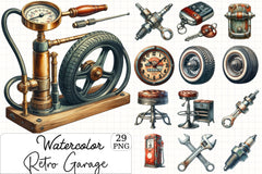 Retro Garage Clipart Bundle - CraftNest - Digital Crafting and Art