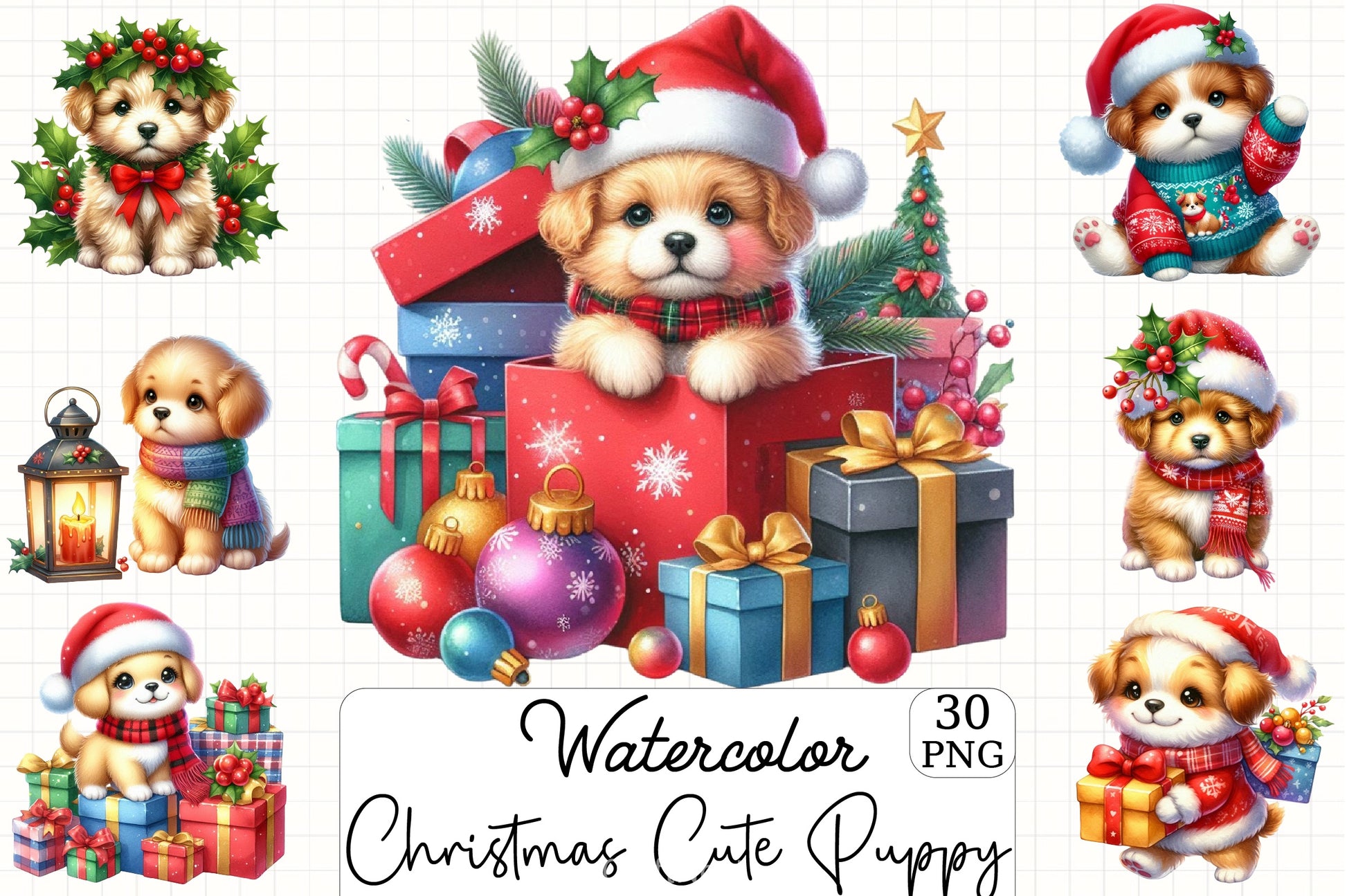 Christmas Puppy Clipart Bundle - CraftNest - Digital Crafting and Art