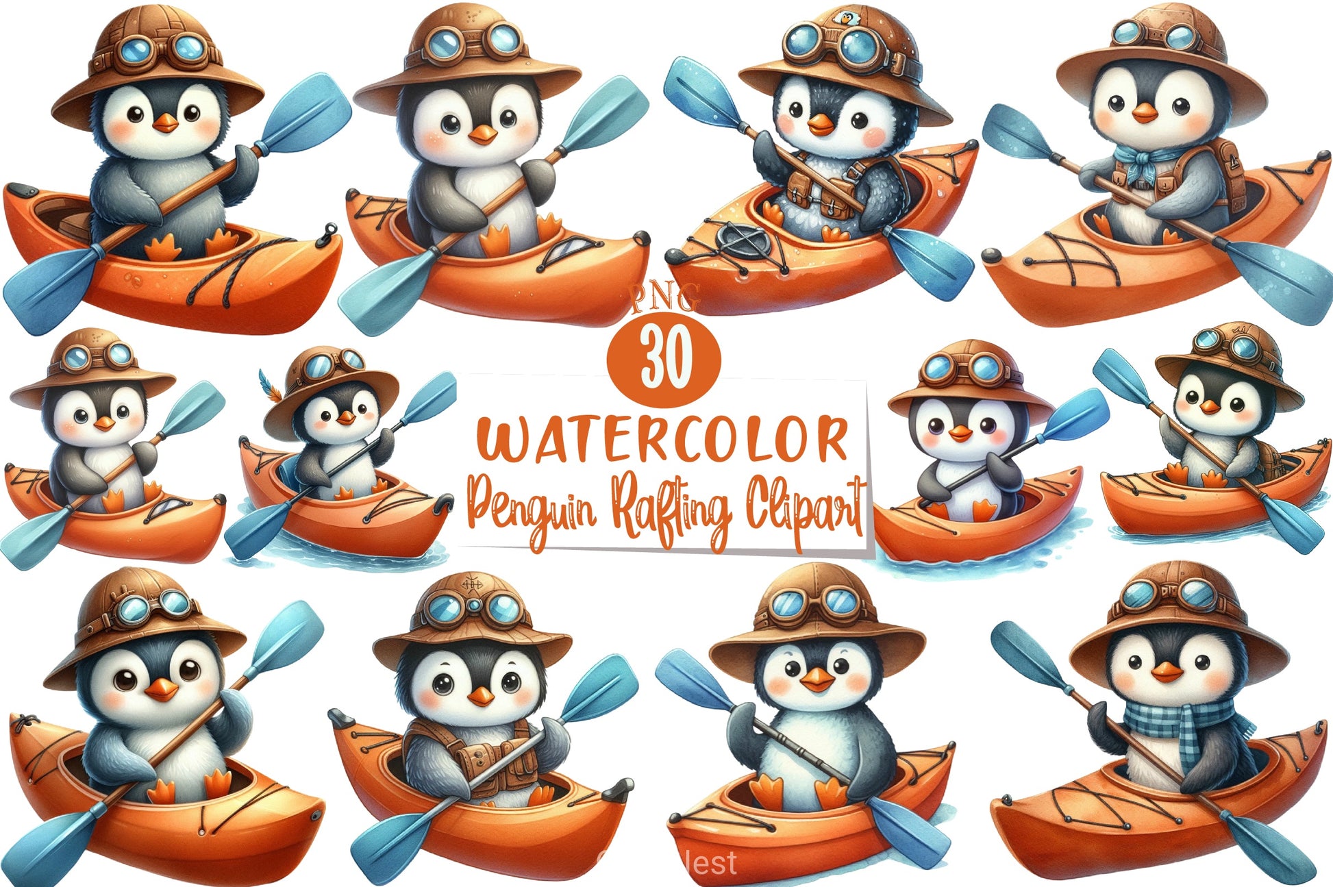 Penguin Rafting Clipart Bundle - CraftNest - Digital Crafting and Art
