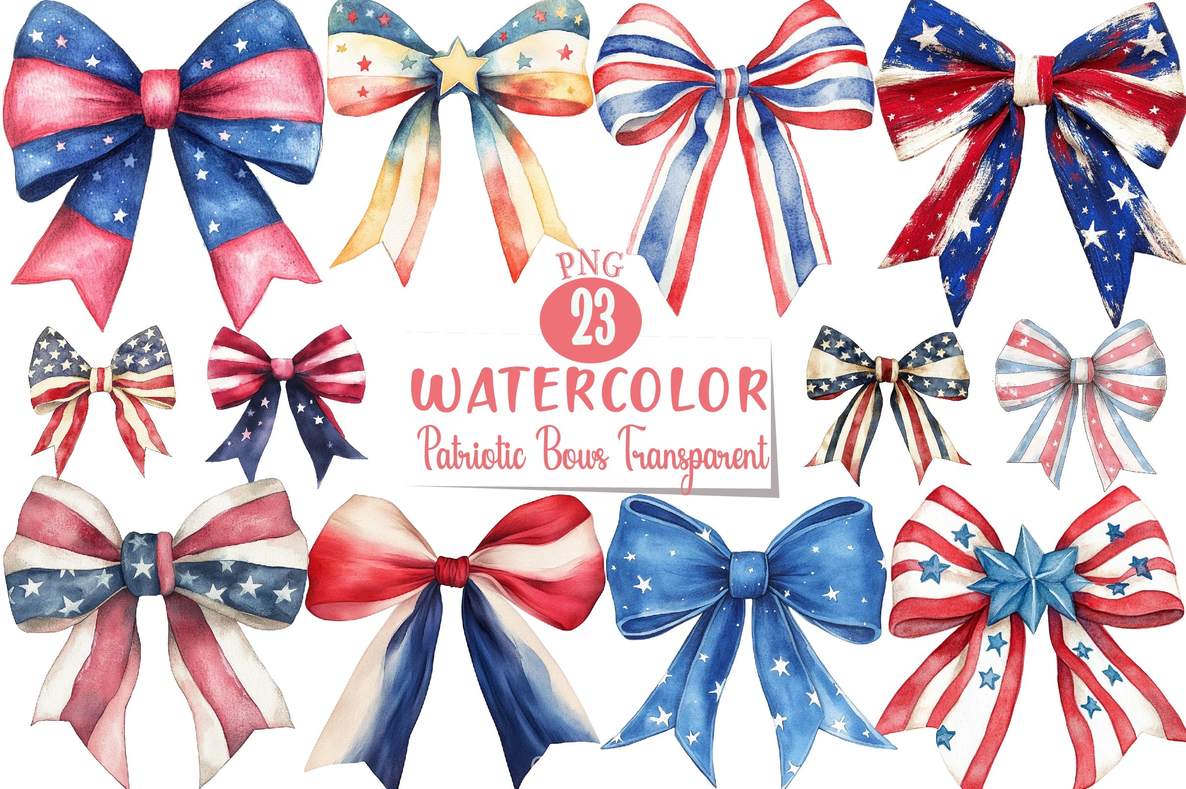 Patriotic Bows Clipart Bundle - CraftNest - Digital Crafting and Art