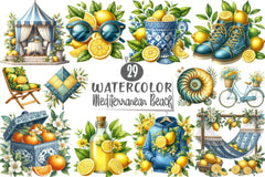 Mediterranean Beach Clipart Bundle - CraftNest - Digital Crafting and Art