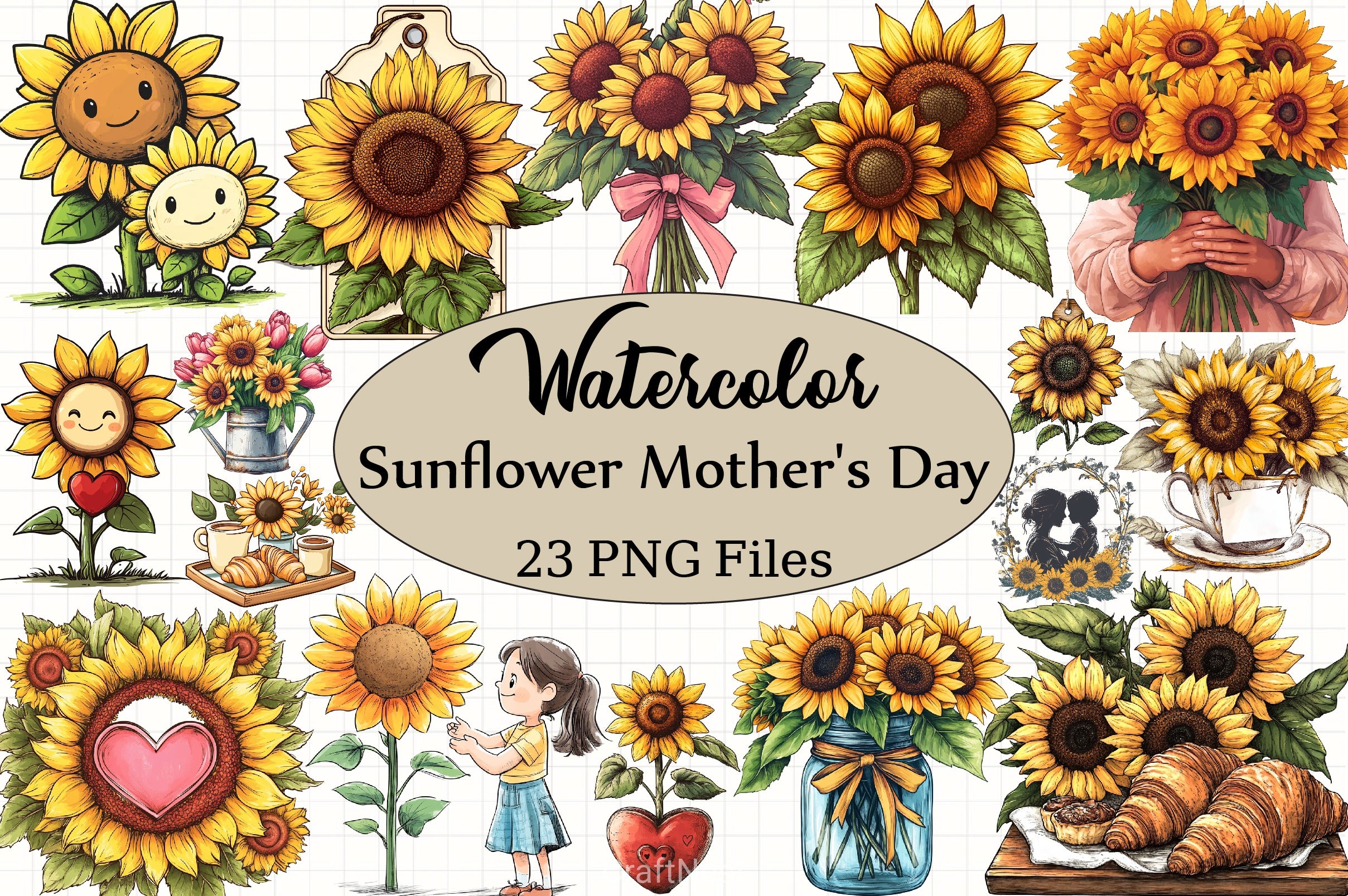 Sunflower Mother's Day Clipart Bundle 3 - CraftNest - Digital Crafting and Art