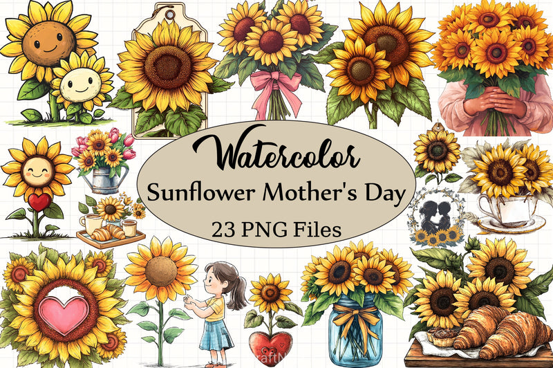 Sunflower Mother's Day Clipart Bundle 3 - CraftNest - Digital Crafting and Art