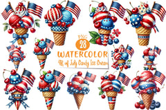 4th of July Candy Ice Cream Clipart Bundle 1 - CraftNest - Digital Crafting and Art