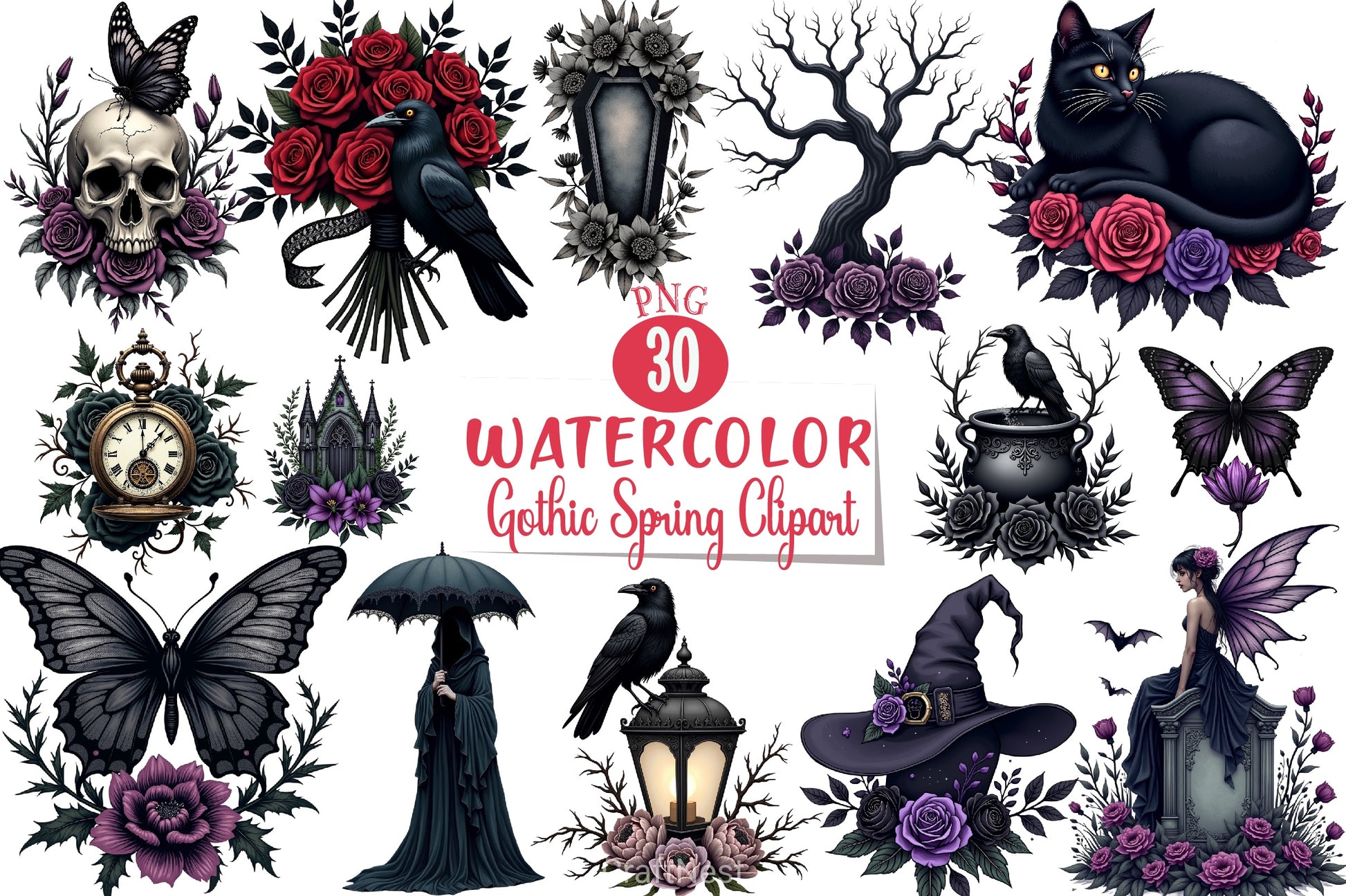 Gothic Spring Clipart Bundle - CraftNest - Digital Crafting and Art