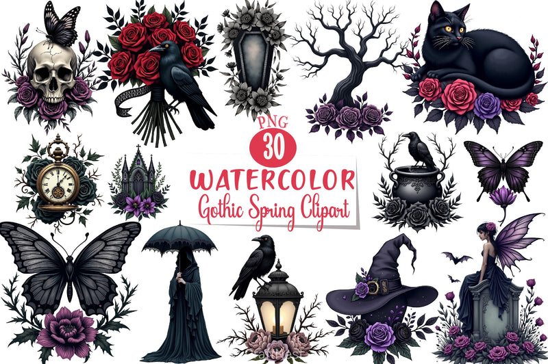Gothic Spring Clipart Bundle - CraftNest - Digital Crafting and Art