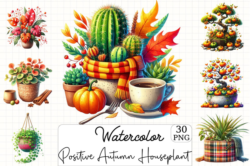 Autumn Houseplant Clipart Bundle - CraftNest - Digital Crafting and Art