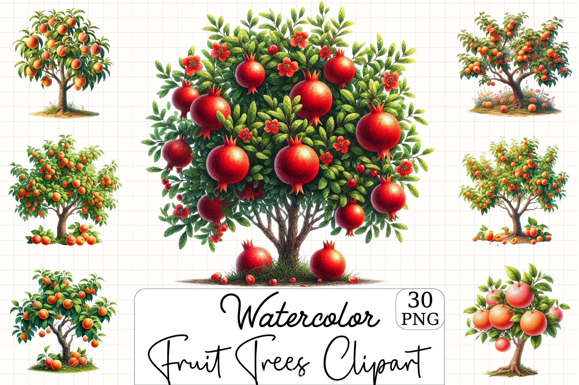 Fruit Trees Clipart Bundle - CraftNest - Digital Crafting and Art