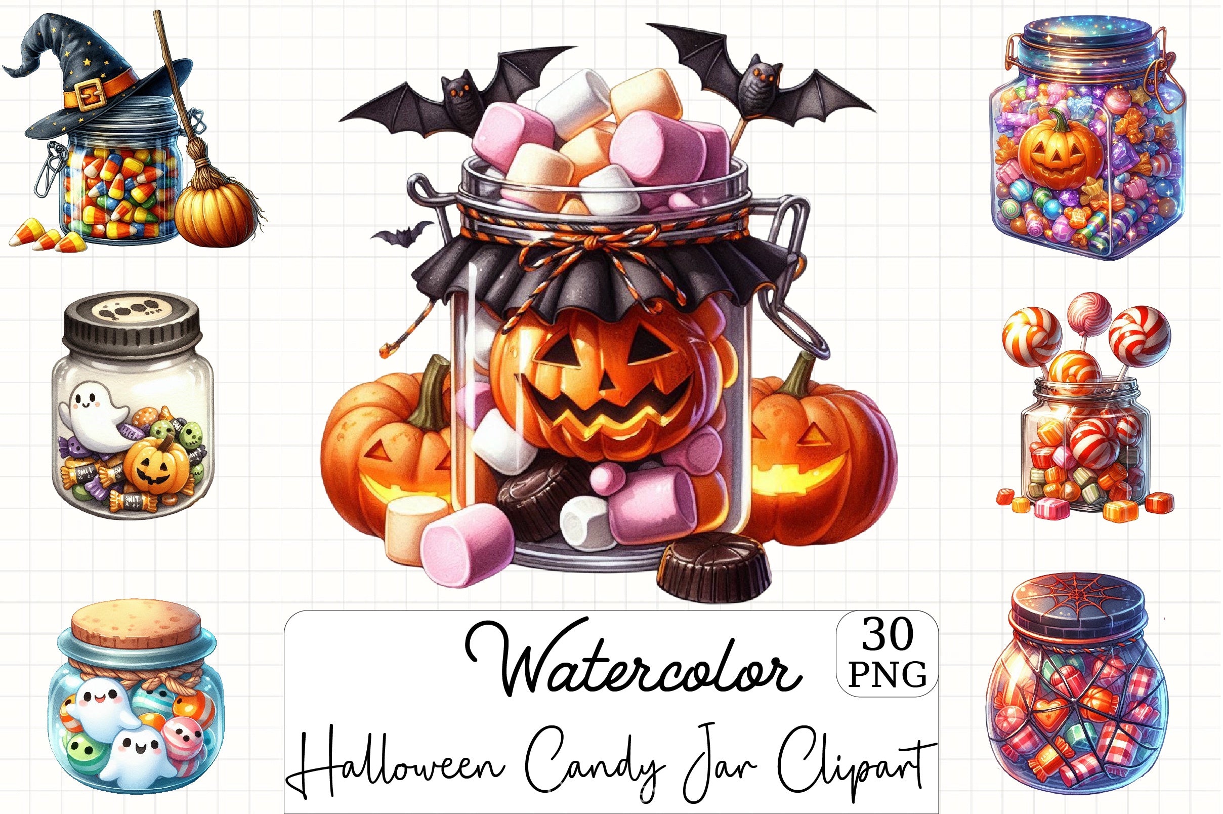 Halloween Candy Jar Clipart Bundle - CraftNest - Digital Crafting and Art