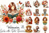 Girls Fall Flowers Clipart Bundle