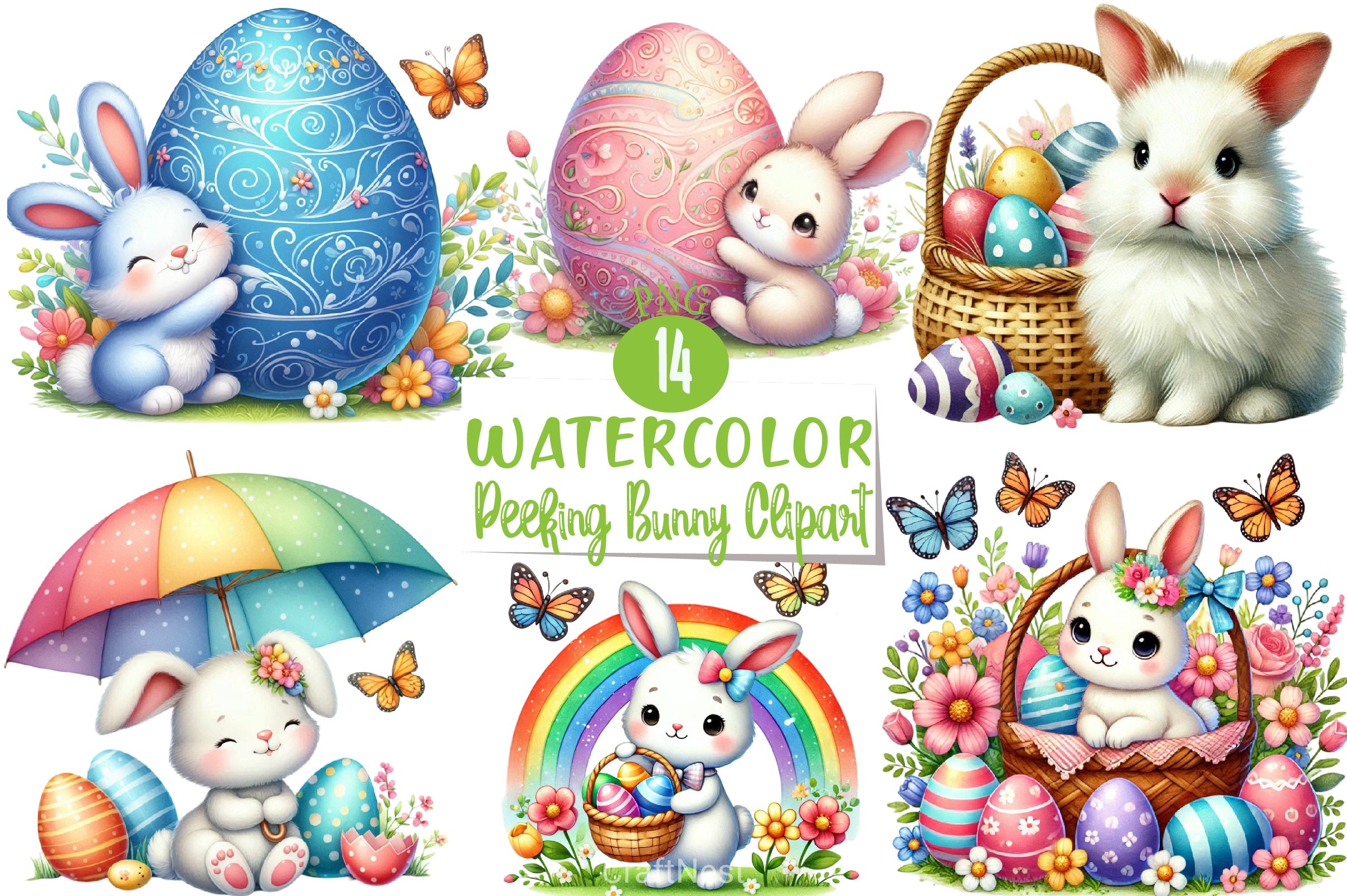 Peeking Bunny Clipart Bundle - CraftNest - Digital Crafting and Art