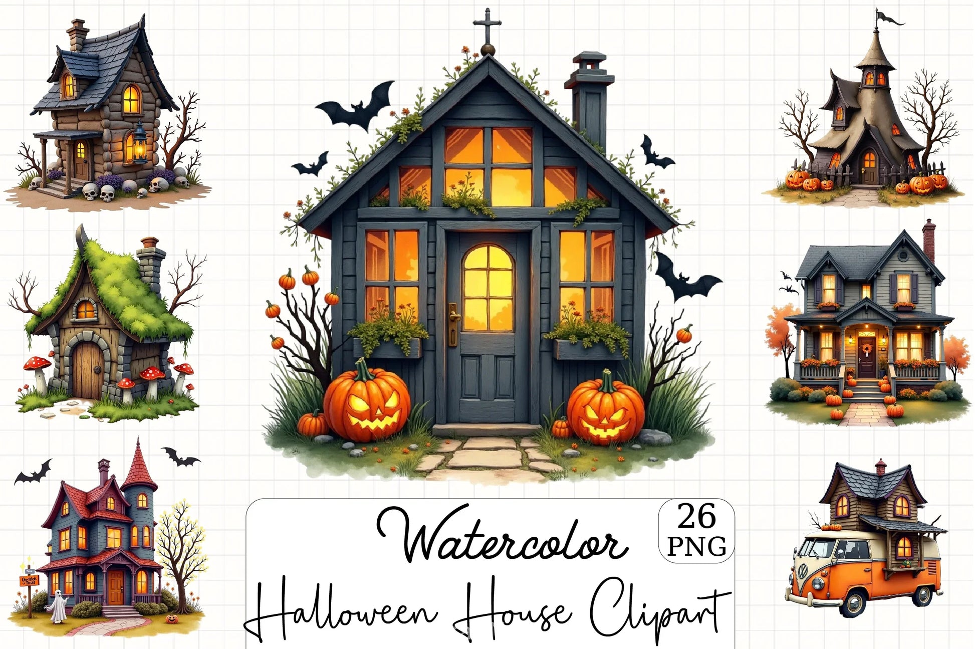 Halloween House Clipart Bundle 5 - CraftNest - Digital Crafting and Art