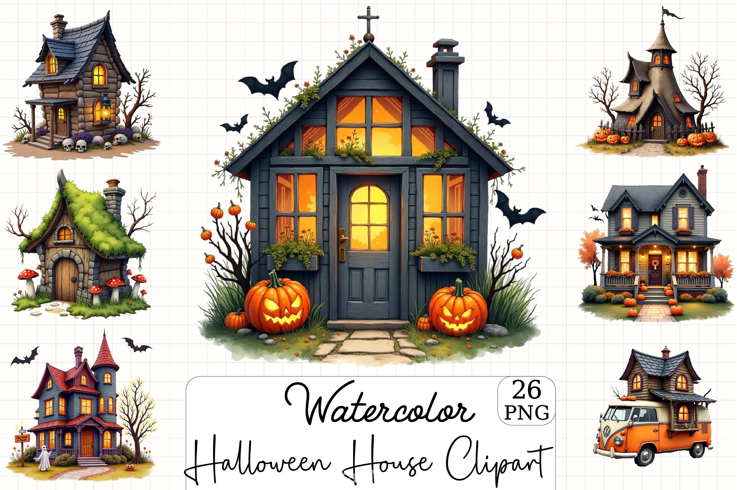 Halloween House Clipart Bundle 5 - CraftNest - Digital Crafting and Art