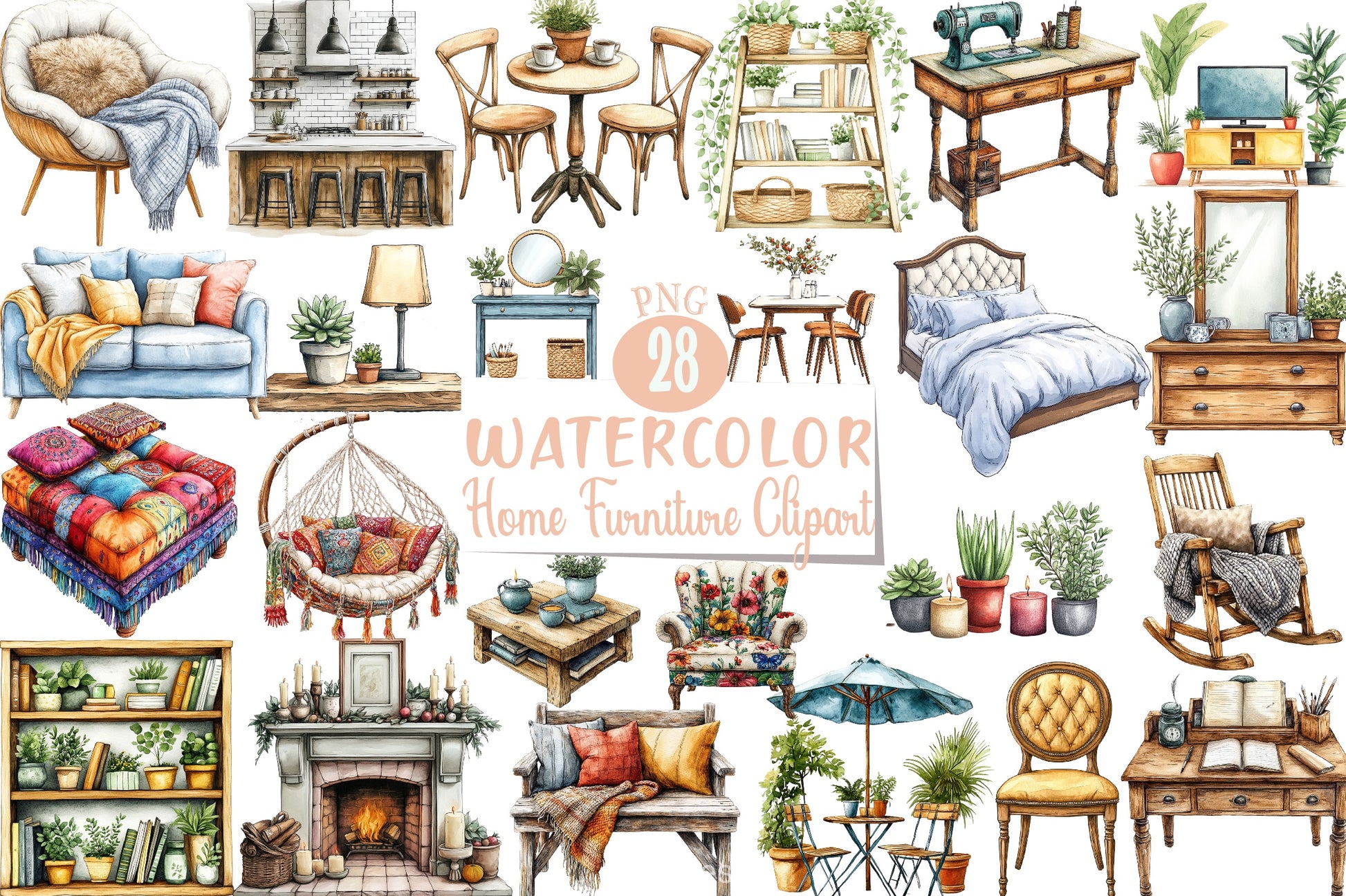 Home Furniture Clipart Bundle 4 - CraftNest - Digital Crafting and Art