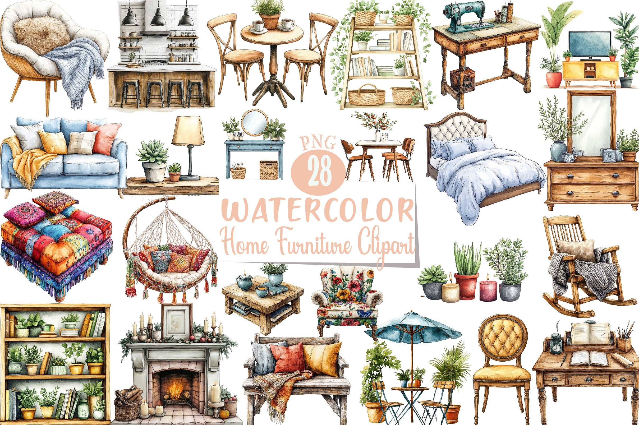 Home Furniture Clipart Bundle 4 - CraftNest - Digital Crafting and Art