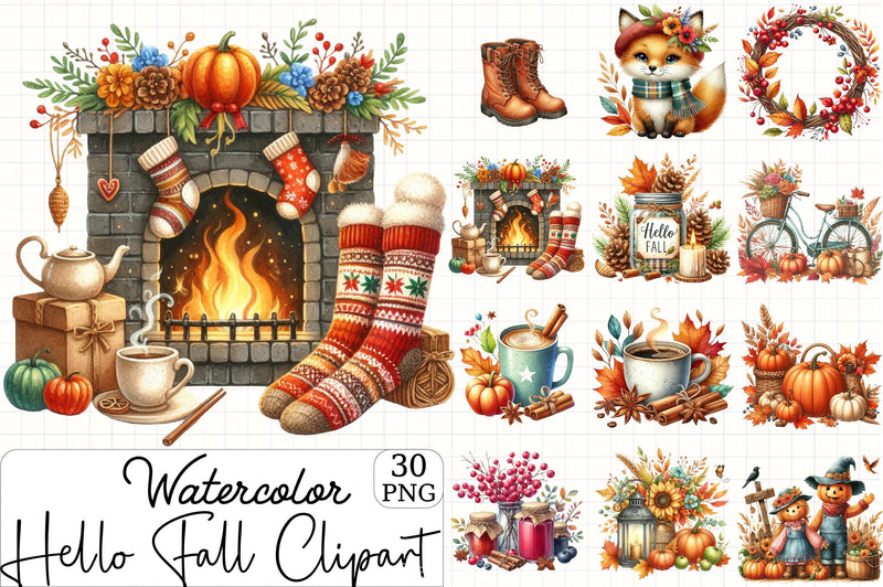 Hello Fall Clipart Bundle - CraftNest - Digital Crafting and Art