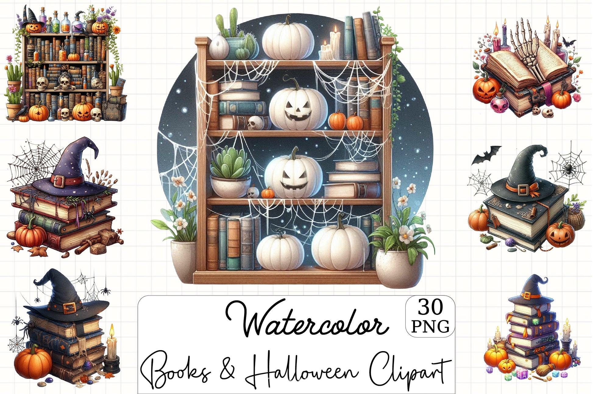 Books & Halloween Clipart Bundle - CraftNest - Digital Crafting and Art