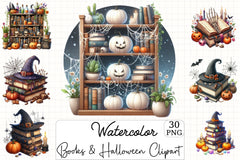 Books & Halloween Clipart Bundle - CraftNest - Digital Crafting and Art