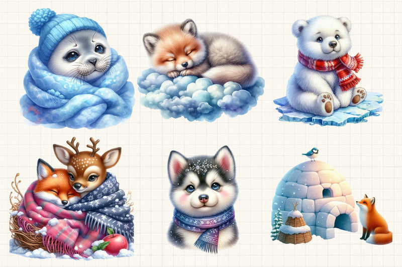 Arctic Baby Animals Clipart Bundle - CraftNest - Digital Crafting and Art