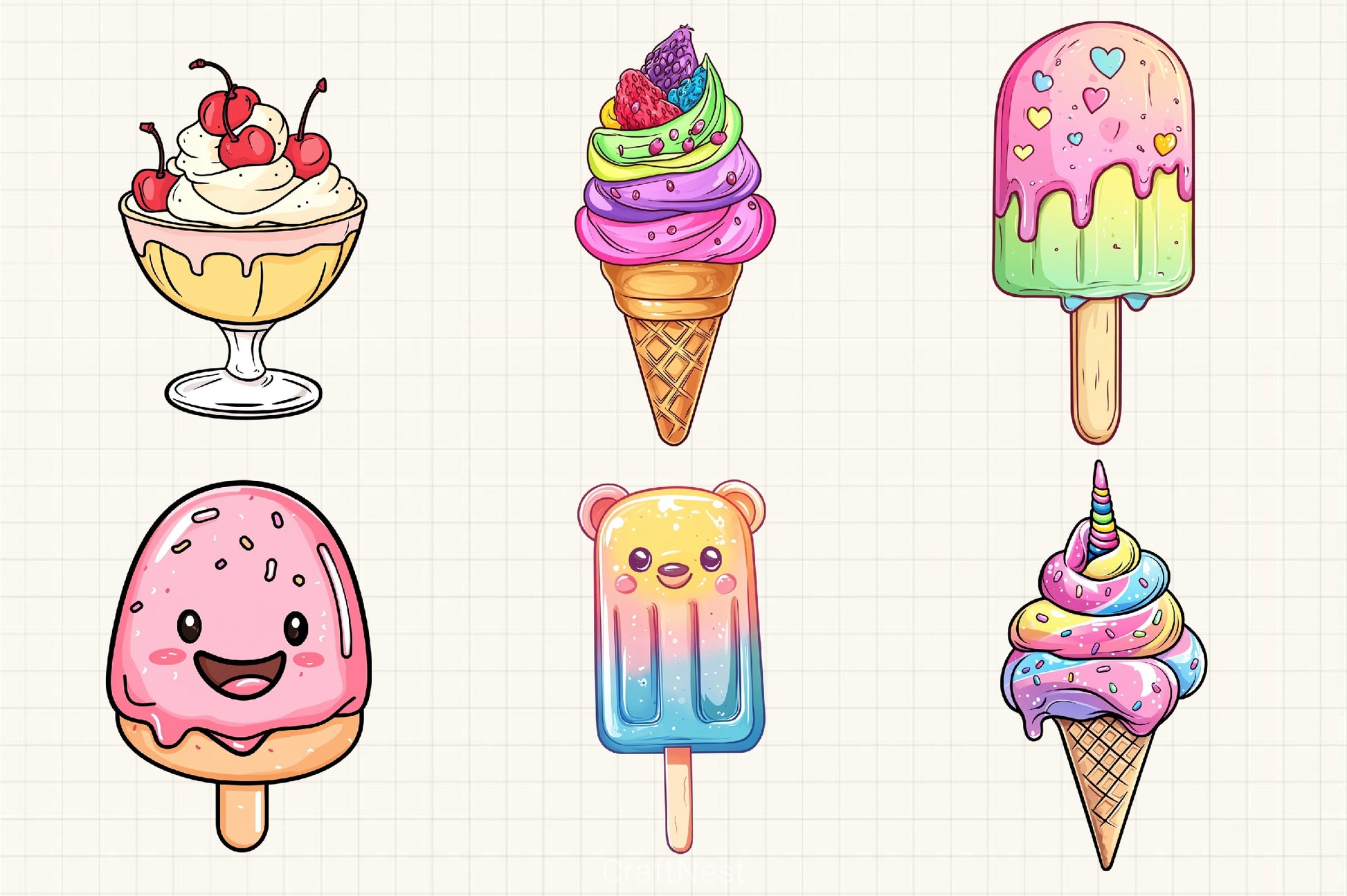 Summer Popsicle Ice Cream Clipart Bundle - CraftNest - Digital Crafting and Art