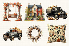 Beige & Black Autumn Clipart Bundle 1 - CraftNest - Digital Crafting and Art