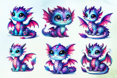 Cute Baby Dragons Clipart Bundle - CraftNest - Digital Crafting and Art