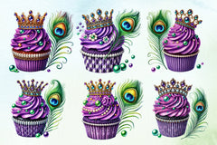 Mardi Gras Cupcake Clipart Bundle - CraftNest - Digital Crafting and Art